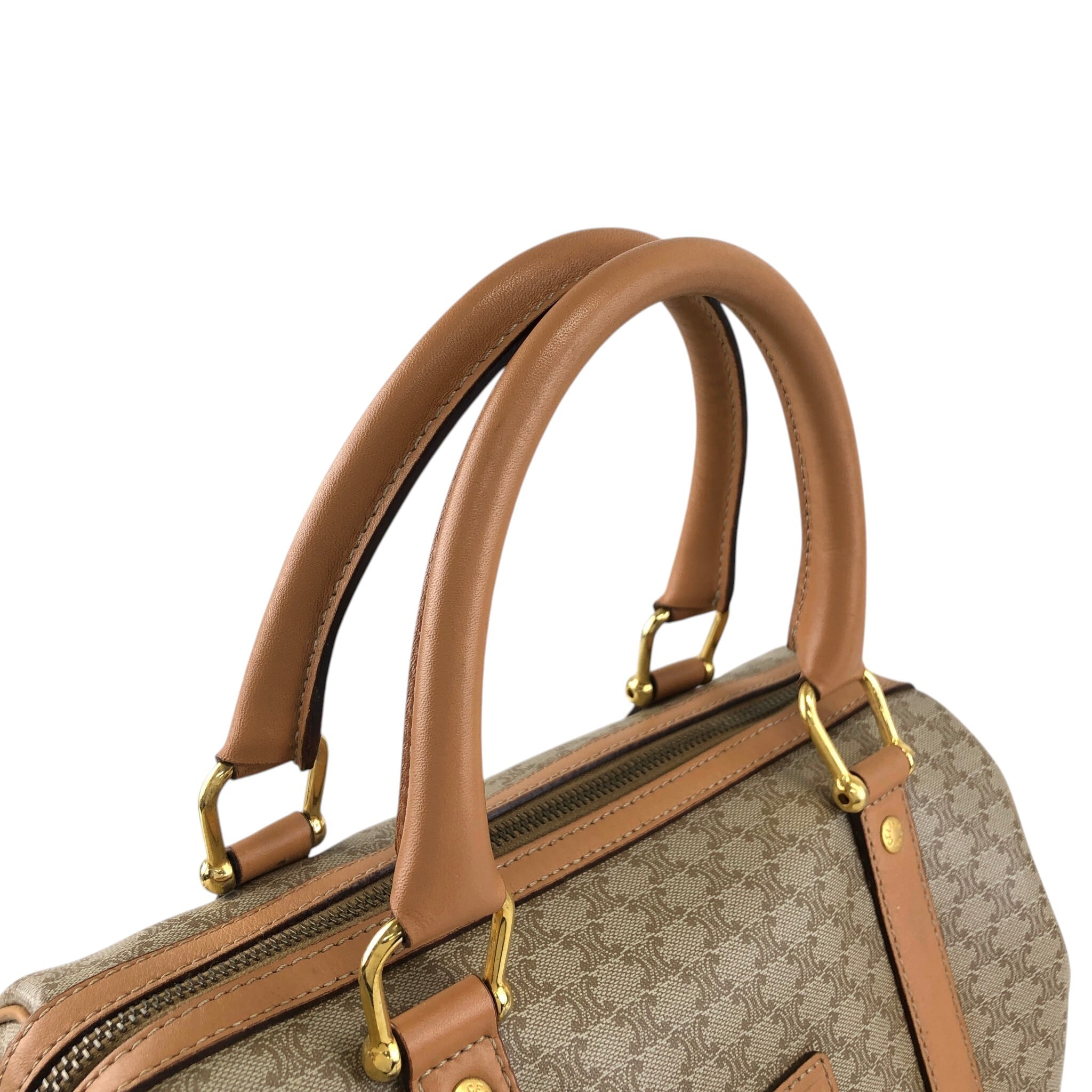 CELINE セリーヌ マカダム ショルダーバッグ ベージュ ブラゾン型押し