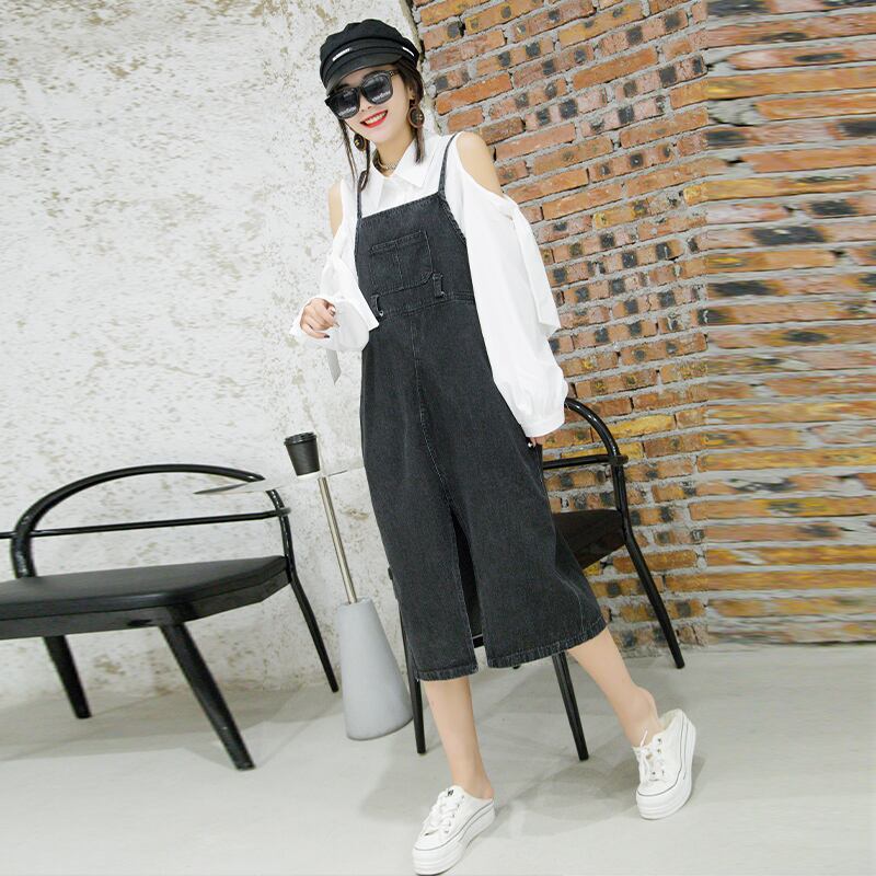 ファットmmスリムルーズシャツストラップドレスプラスサイズレディースファッション年齢減少気質ツーピーススカートスタイルトレンド ミックスインファッション52493197994