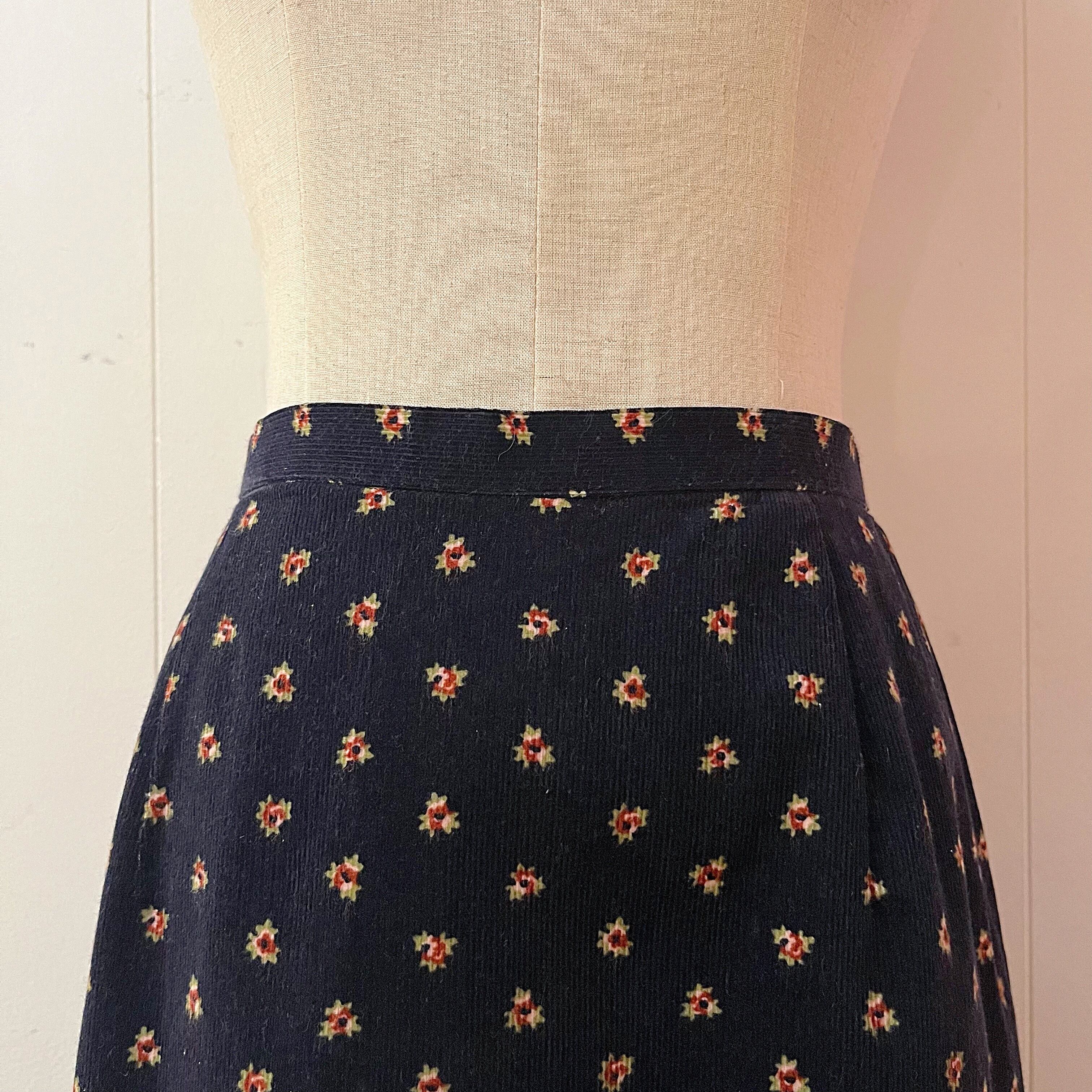 laura ashley / flower corduroy skirt