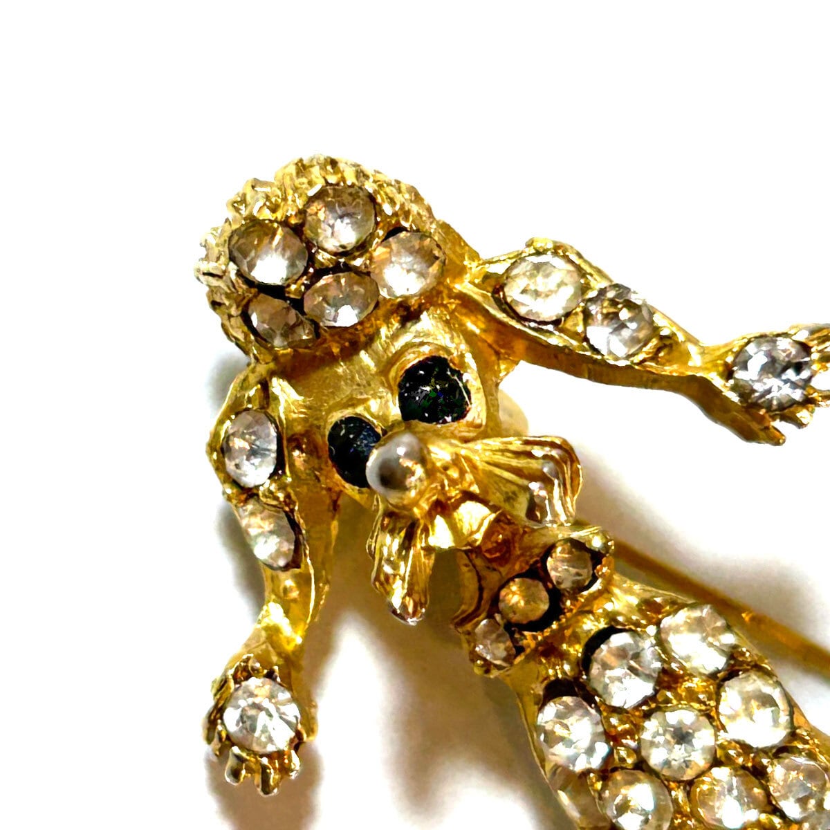 50s Vintage gold tone rhinestone poodle brooch | PANIC ART MARKET