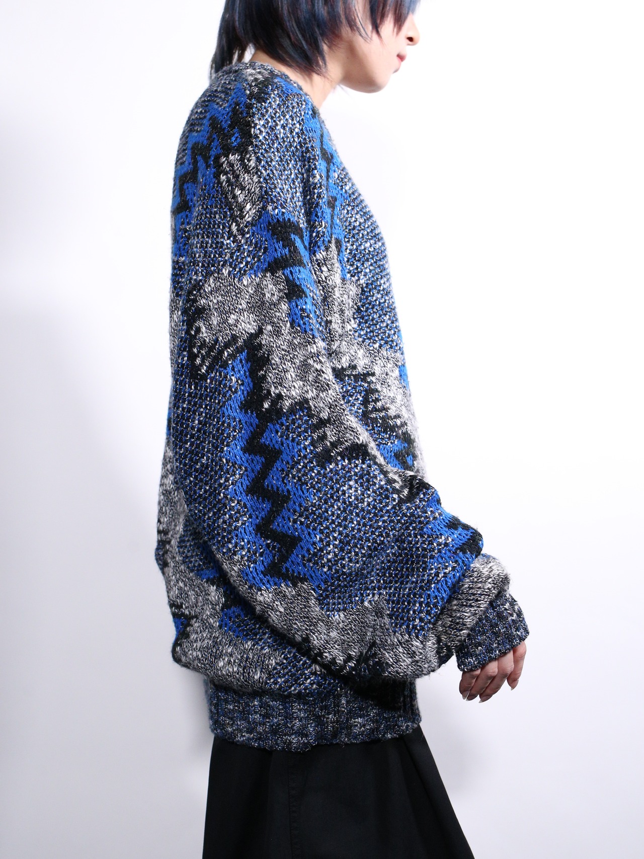 "ギザギザ" multi art pattern good coloring sweater - 4