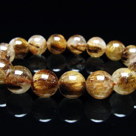 キャッツアイルチルクォーツ ブレスレット 13mm ルチルクォーツ ブレス 一点物 メール便可 [M便 1/10] 111-45897