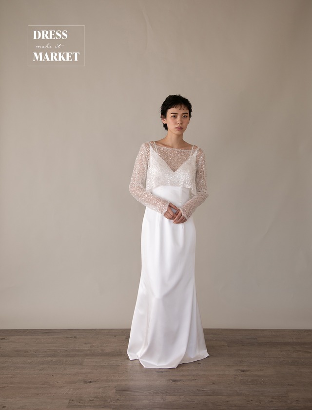 【3営業日以内に発送】￥32,800（税別）ウェディングドレス ドレス購入 結婚式 パーティ 二次会 フォトウェディング マーメイドドレス ボレロ オフホワイト *DM100014