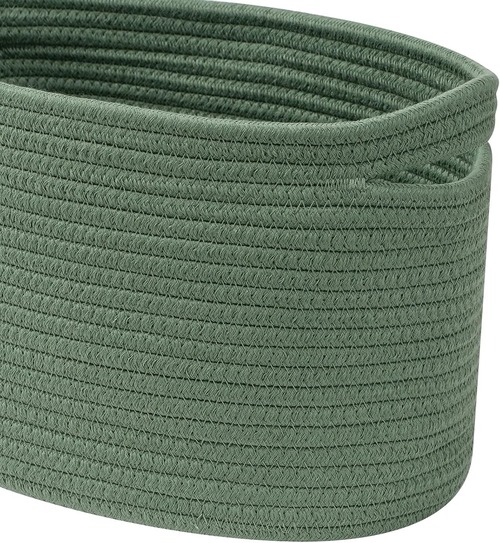 コットンシェルフ キューブ収納バスケット 整理用 小型楕円形クローゼット ロープ収納バスケット グリーン キッズルーム リビングルーム おもちゃ雑貨 おしゃれ
