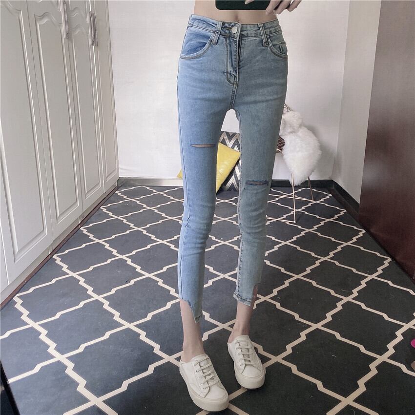 ストレッチジーンズ サマー薄手パンツ エラスティック 伸縮 夏物 ハンチェンe36281020351