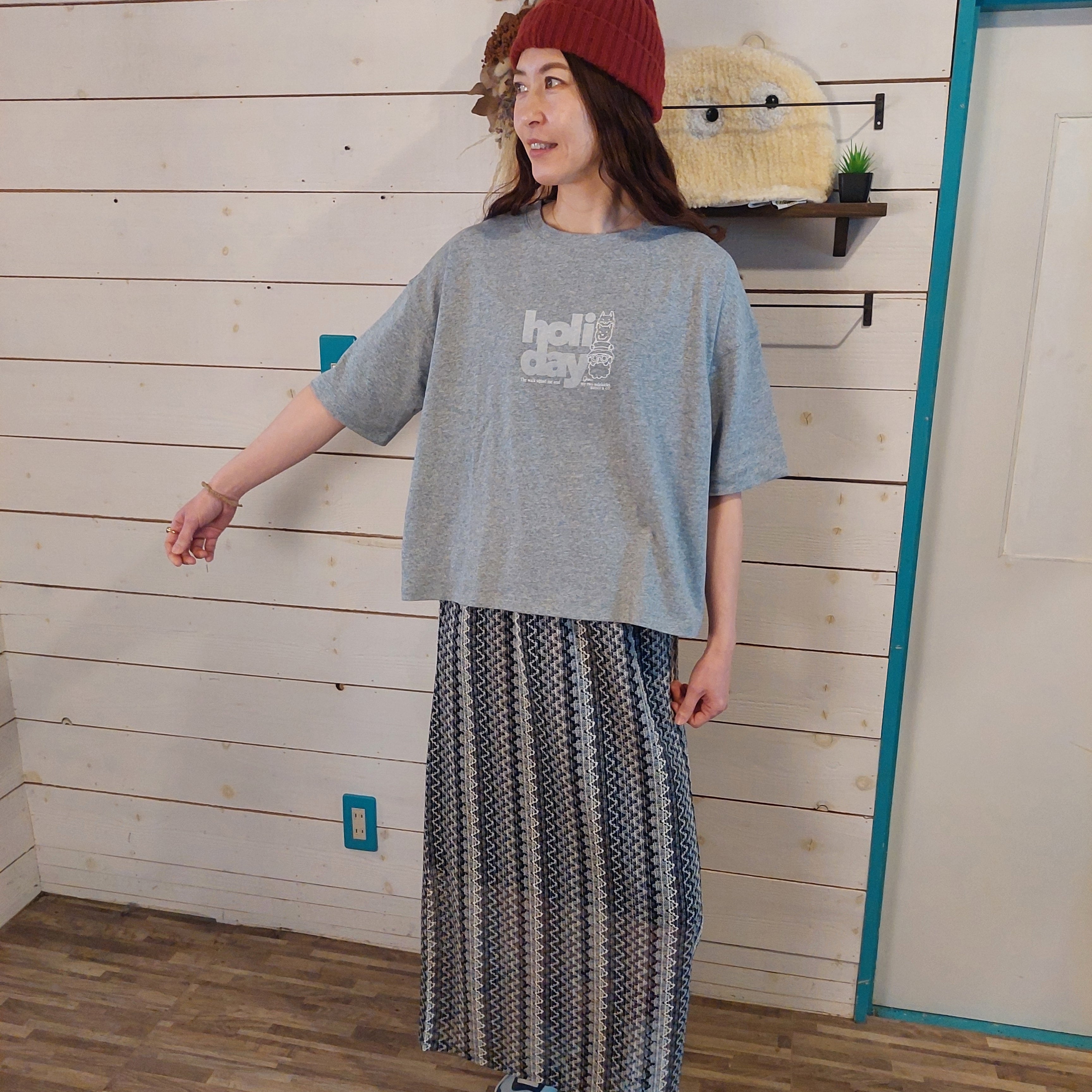 『People's』9012  おじさんフロッキープリントTシャツ　フリーサイズ