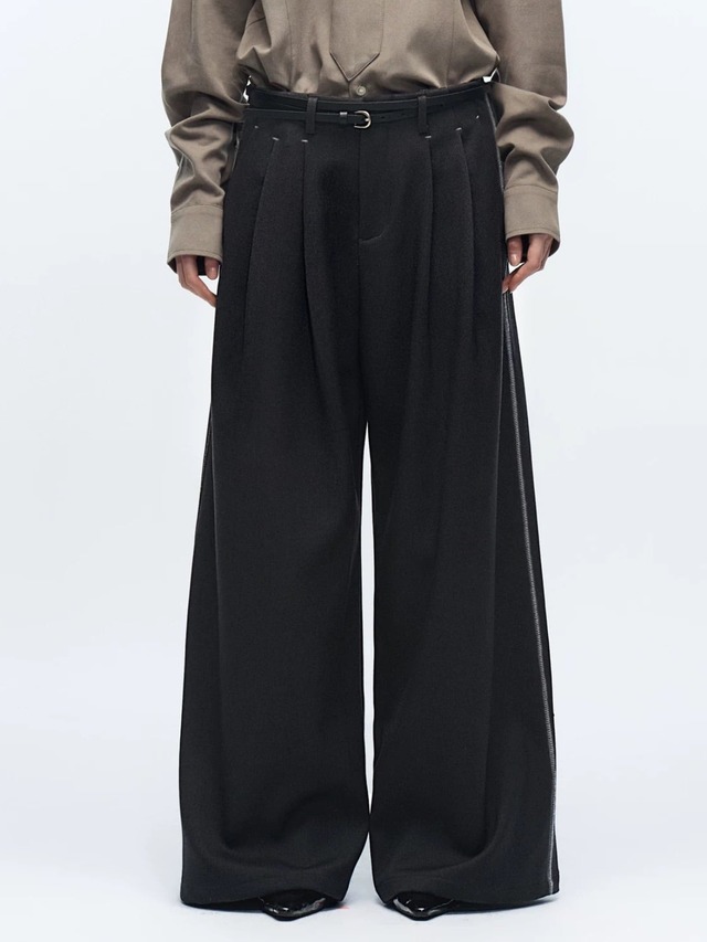 Slight Vogue Wool Blend Wide Trousers