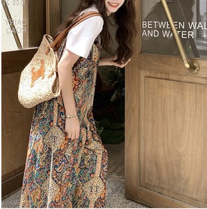 ペイズリー柄オーバーオール A01280