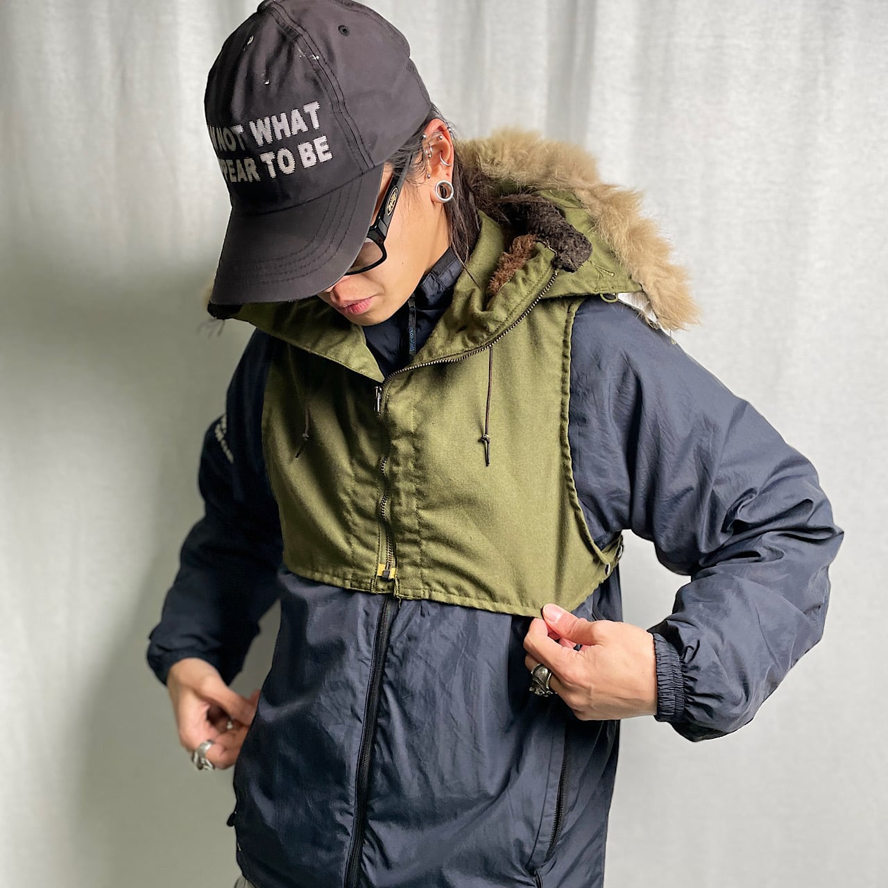 71年納品 U.S.NAVY 米軍実品 WEP ミリタリーフードベスト NOMEX 古着 