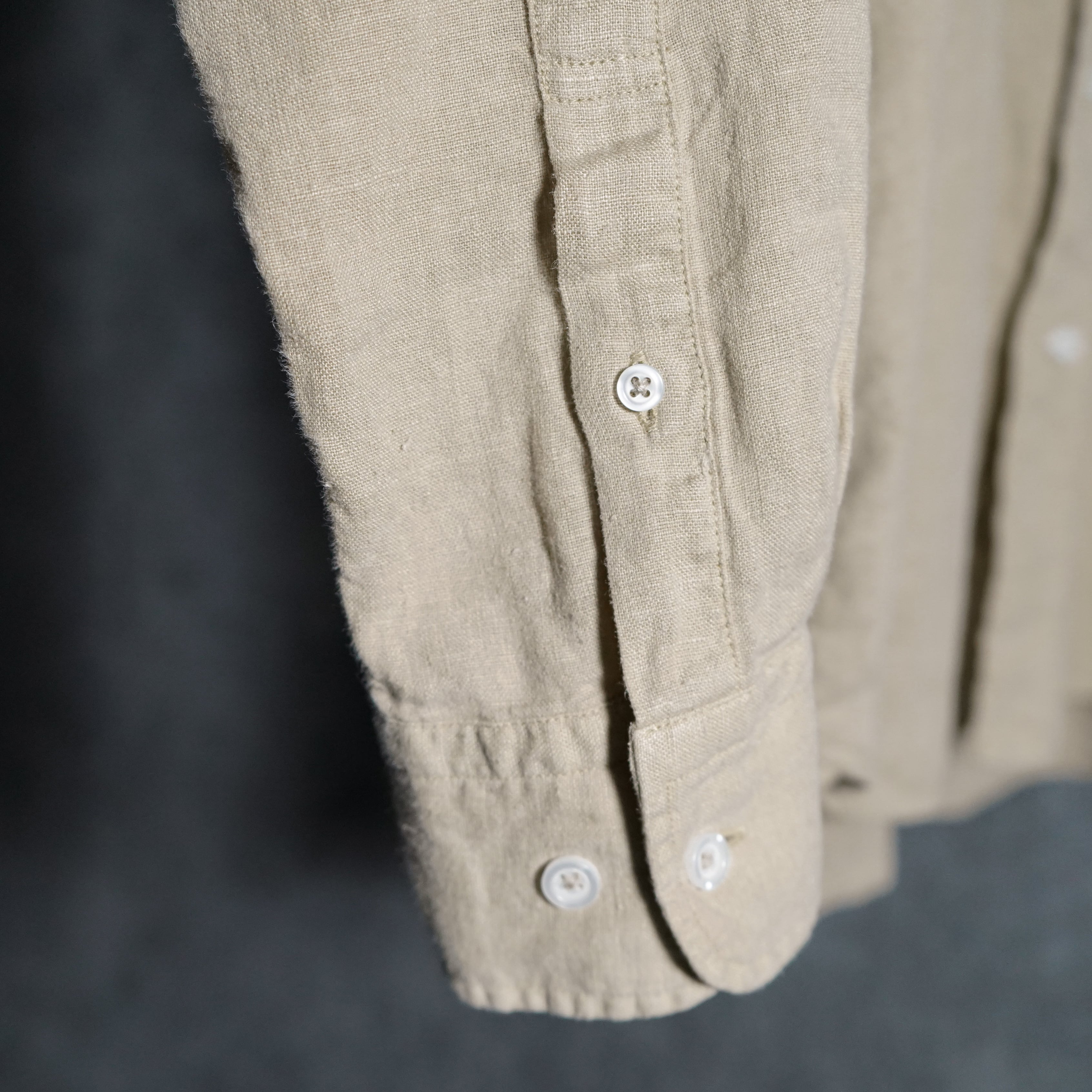 GAMBERT CUSTOM SHIRTS Linen Double Flap Pocket Sand Beige