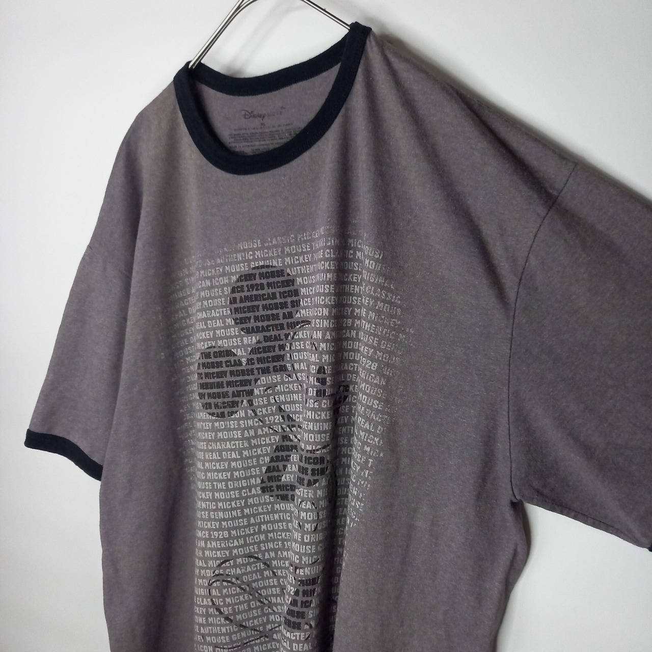 ディズニー　クルーネック　リンガーTシャツ　半袖　ビッグロゴ　オーバーサイズ