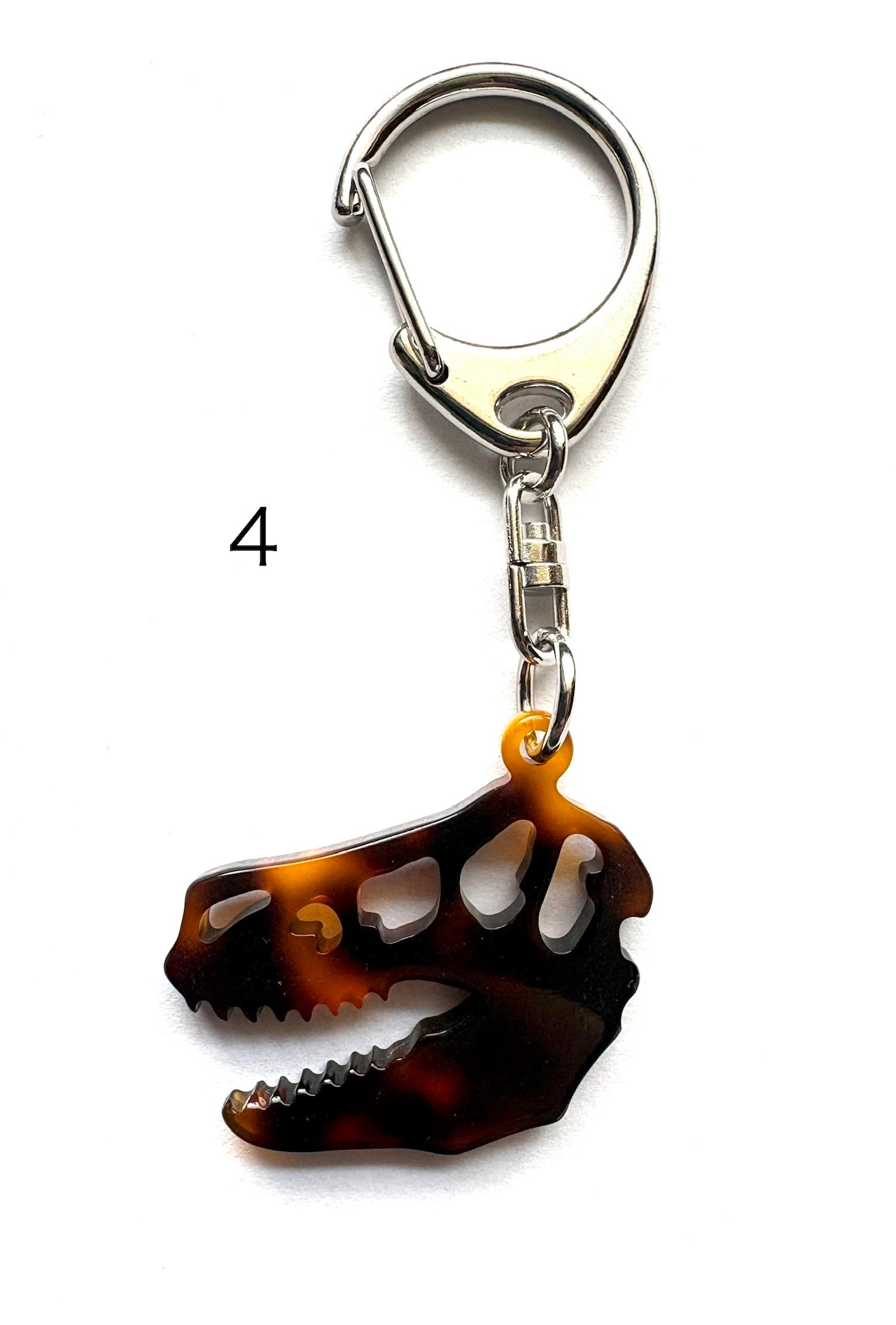 恐竜キーホルダー★骨格ティラノサウルス【メガネ産地福井～メガネ素材で作ったアクセサリー】
