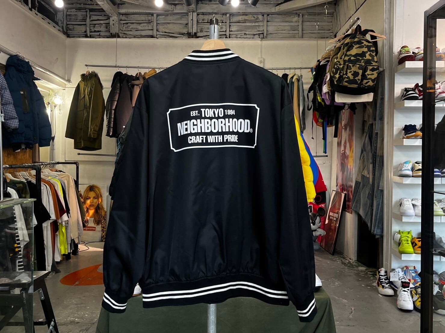 NEIGHBORHOOD BASEBALL JACKET BLACK LARGE 231TSNH-JKM04 94546 