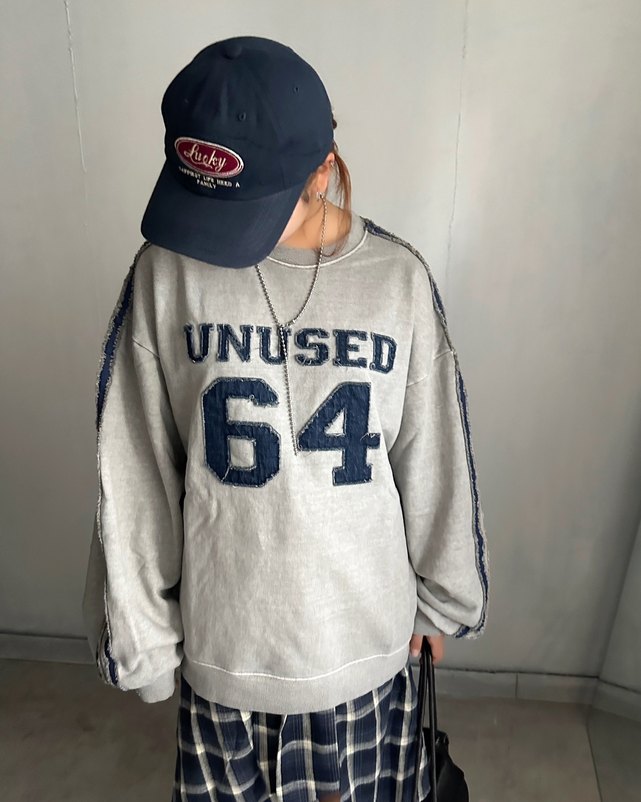 【unused.lab】Sideline denim patch スウェット/グレー