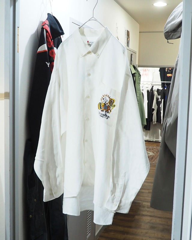 1990s " CASTELBAJAC - 太陽と象 " Embroidery vintage loose White linen shirt