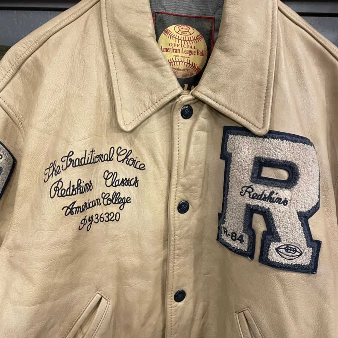 80s Redskins Garmet Leather Varsity Jacket | PAY ID