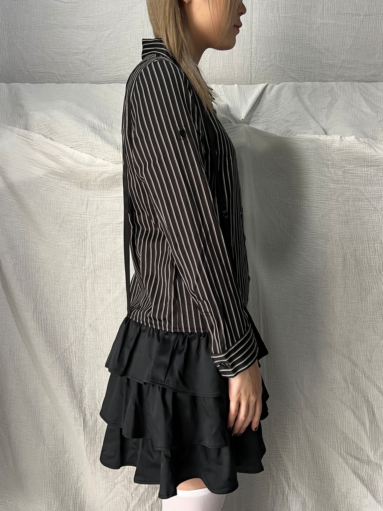 "unknown" Stripe Fril Dress