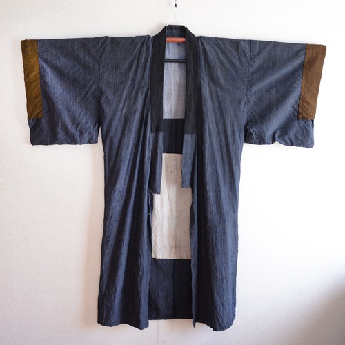 藍染着物襤褸襦袢ローブジャパンヴィンテージ縞模様昭和 | indigo kimono robe long women boro stripe japan vintage