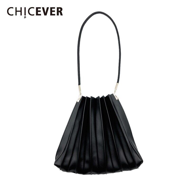 CHICEVERPUレザーレディースバッグパッチワークメタルクロスボディプリーツバッグ2020ワイルドアクセサリー 6base579920691414