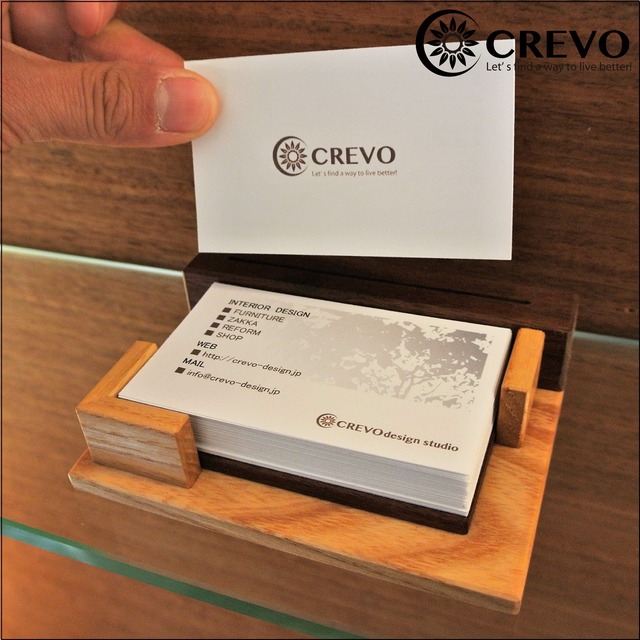 木製 カードスタンド 横型 Cardstand ショップカード Crevo Design Studio