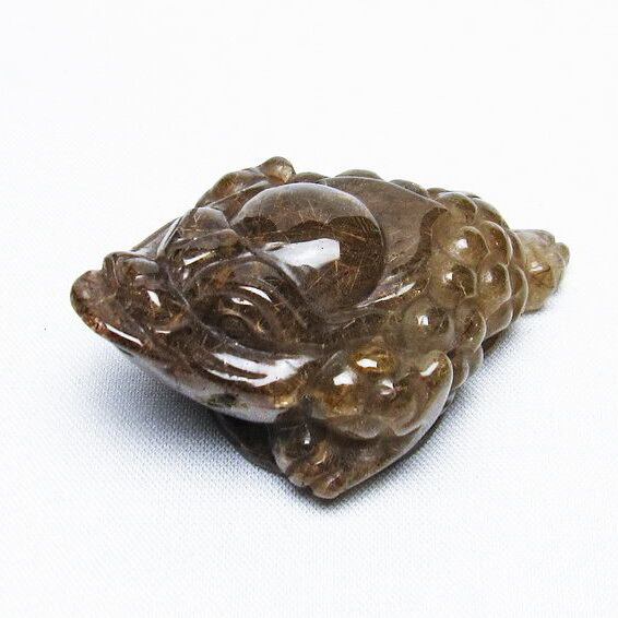 金針ルチル 金蟾 置物 手彫り 彫刻品 キンセン ルチルクォーツ 原石 一点物 おまかせ便 144-98