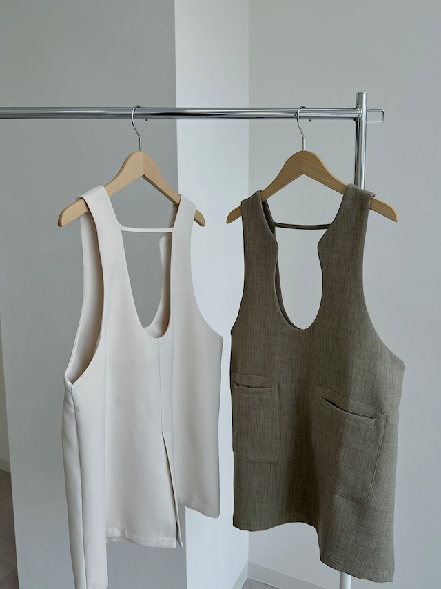 wavy cut front pocket vest