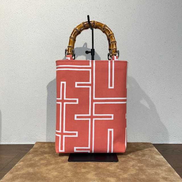 竹持手バッグ (小) 縦型　＃端　珊瑚色　陰