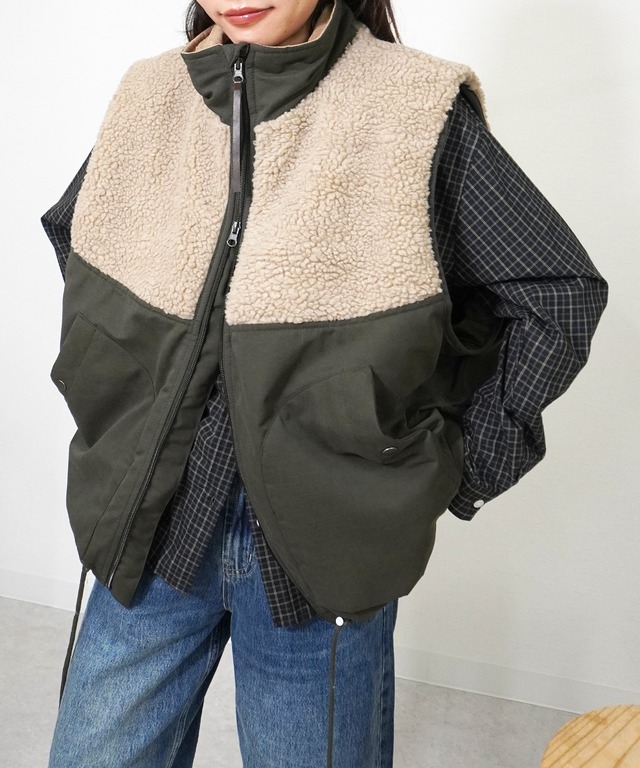 ボア切替中綿ベスト　5672801（1014）