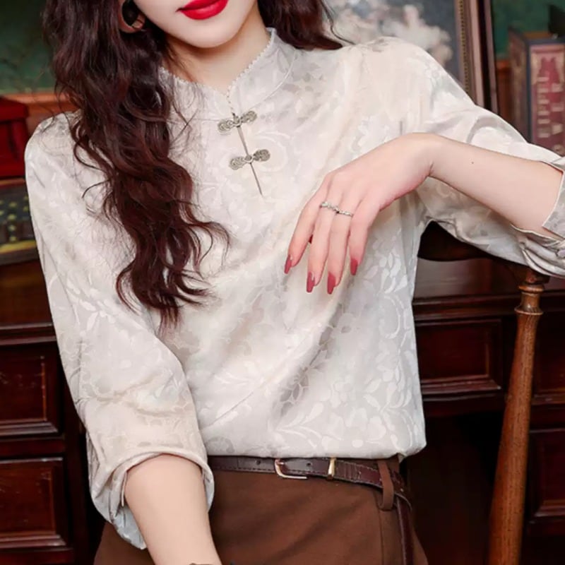 チャイナボタン ジャカードブラウス YS00037