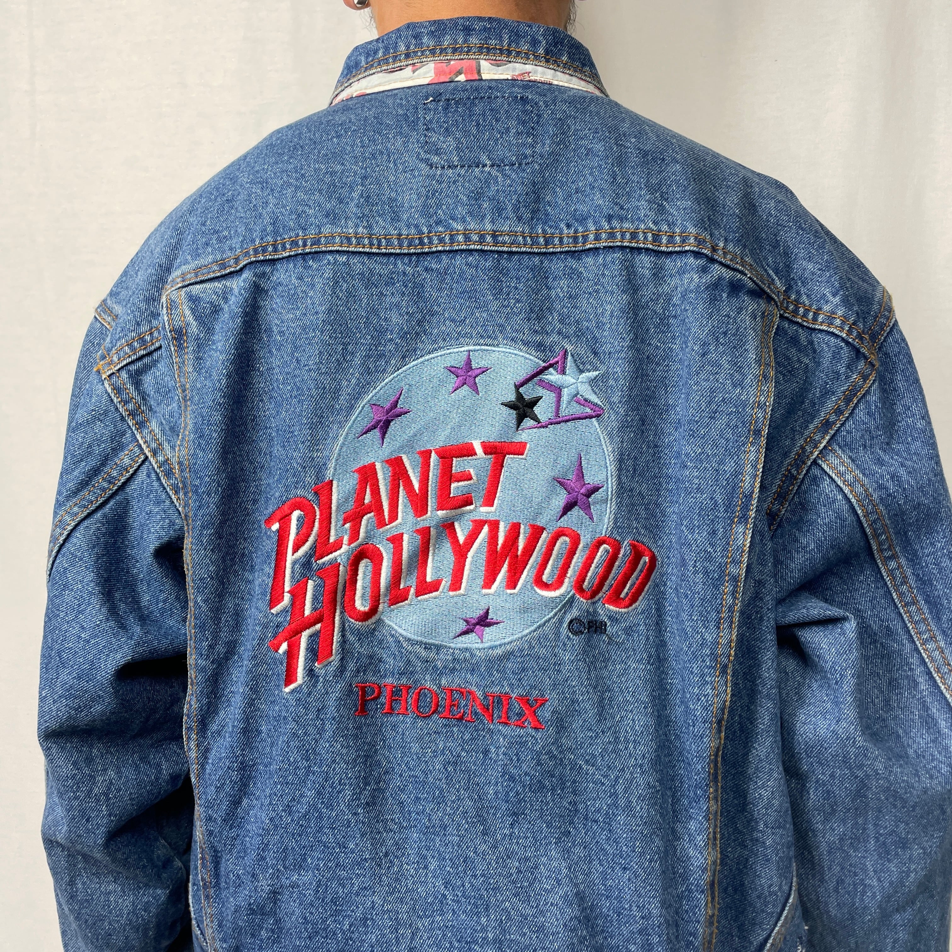 希少》PLANET HOLLYWOOD☆デニムジャケット L 刺繍 デニム - Gジャン