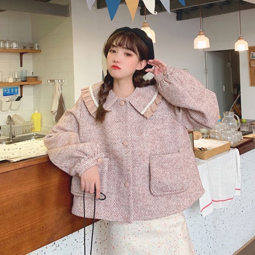 ✞ショート丈フリル襟付きジャケット カーディガン スウィート 秋冬✞ゴスロリ SM ミリ 甘ロリ クラロリ 和ロリ エレガント 黒ロリ 姫ロリ 華ロリ BB-BB24414008417