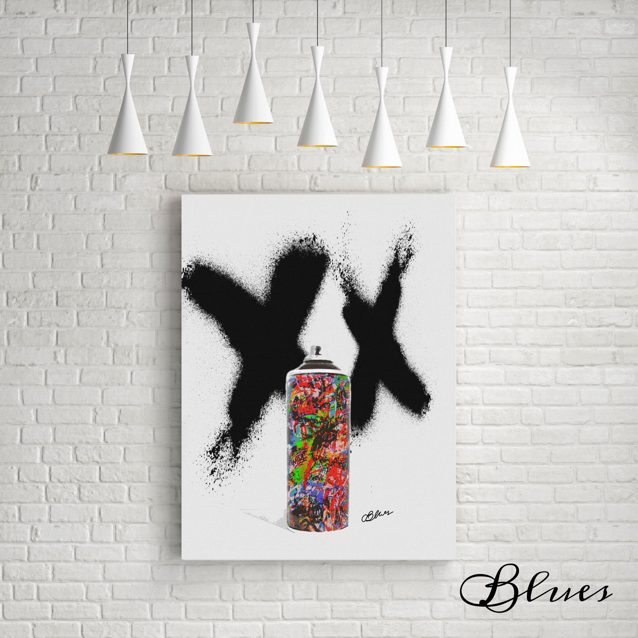 スプレー缶 グラフティ ストリートコラージュアート a1サイズ Blues Make Sense Art Gallery