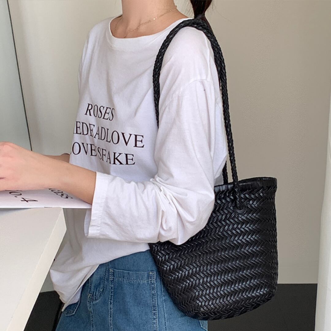 Herringbone leather tote bag G1095