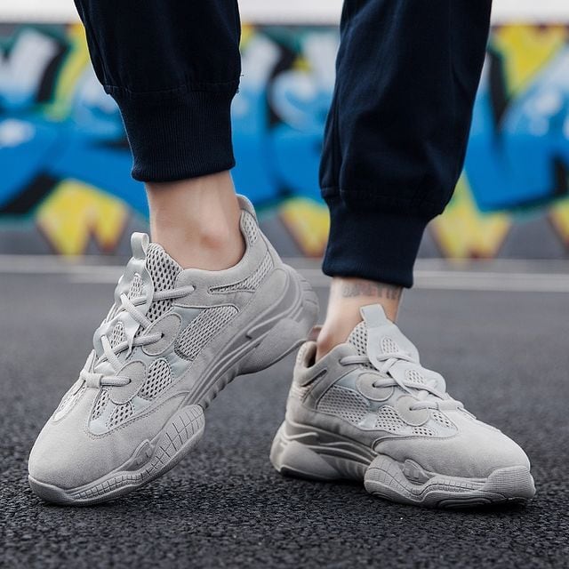 【予約販売】ダッドスニーカー メンズ アグリースニーカー 厚底 靴 シンプル グレー ベージュ お洒落 カジュアル ストリート 24.5cm/25cm/25.5cm/26cm/26.5cm/27cm