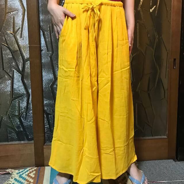 チャイハネ クールナパンツ イエロー 綿クレープ