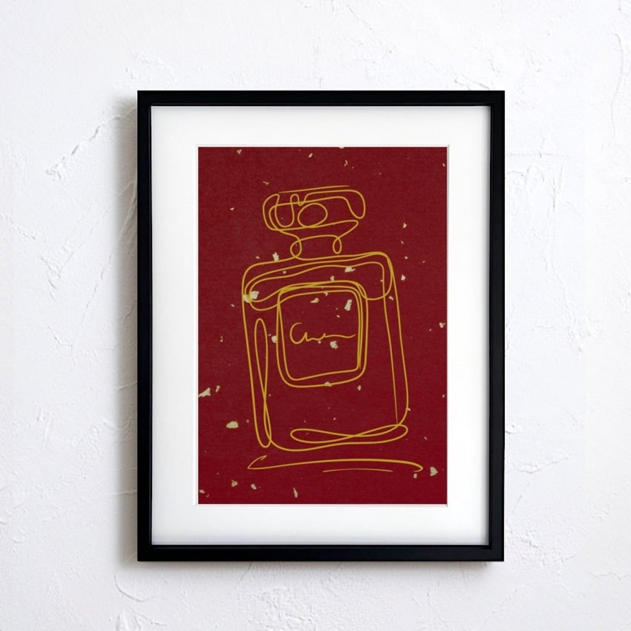 EAU DE PARFUM N°22｜香りの余韻を一筆で描く上品ミニマル香水アートポスター｜ホテルライク空間に映える静かな一枚｜A3ポスター