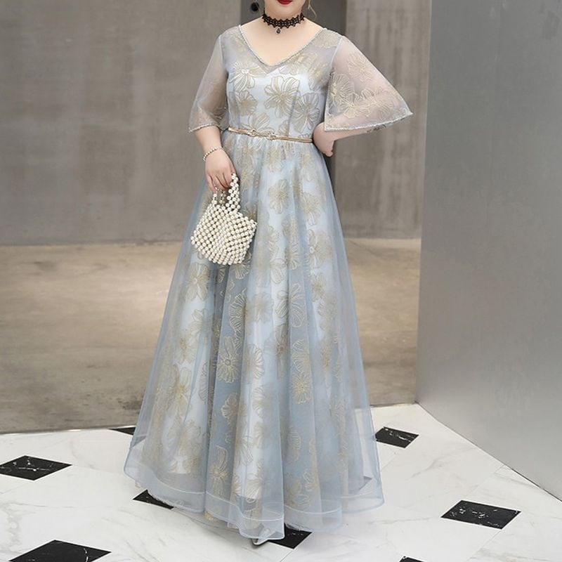 3XL〜7XL】フラワーオーガンジードレス D1594 | 演奏会・ステージ