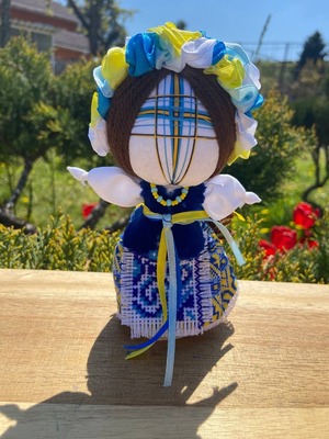 UA.Designer手作りモタンカ 14cm（ウクライナの御守り）スタンド付き