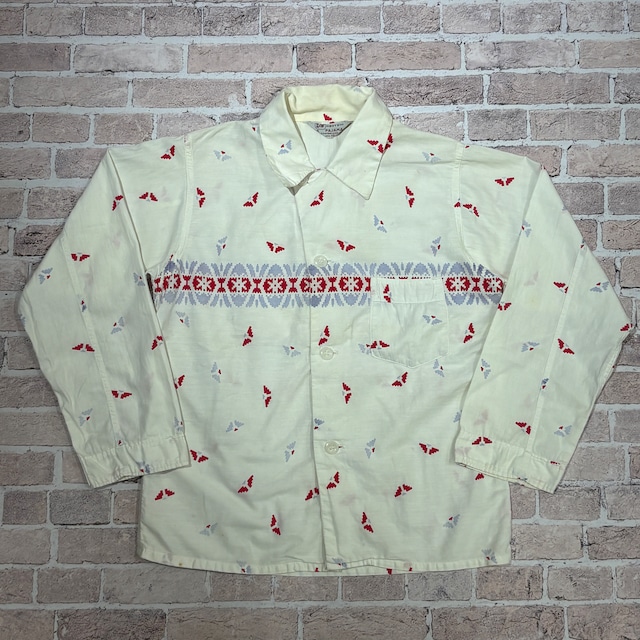1960'S VINTAGE E&W COTTON PAJAMA SHIRT ”SNOW PATTERN”