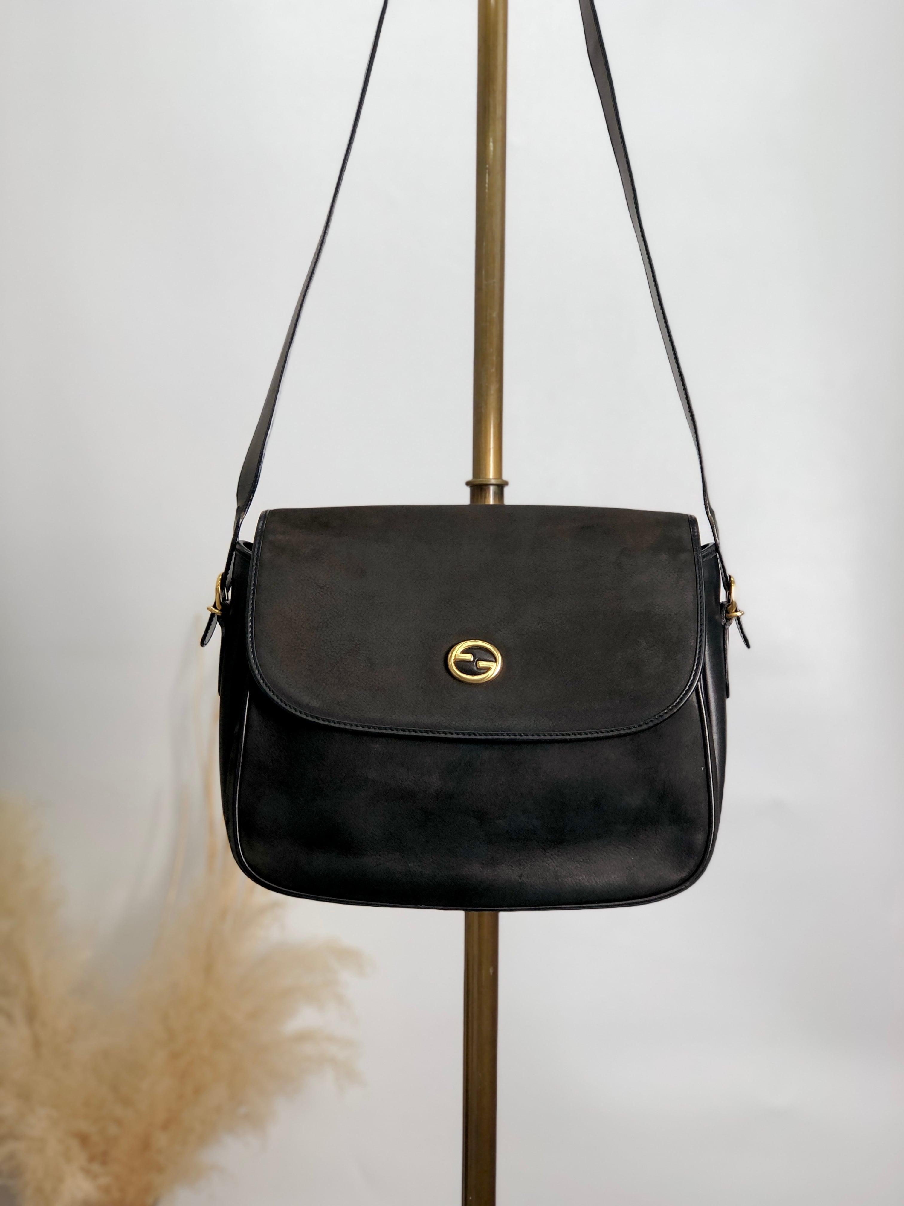 GUCCI グッチ ショルダーバッグ ブラック ヌバックレザー vintage
