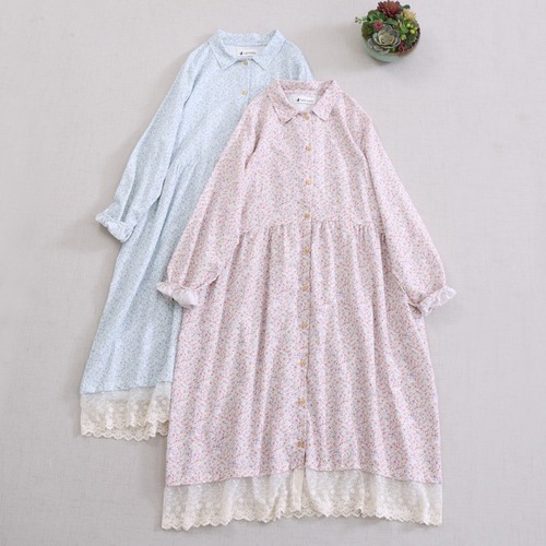 2色／小花柄シャツワンピース ・9430