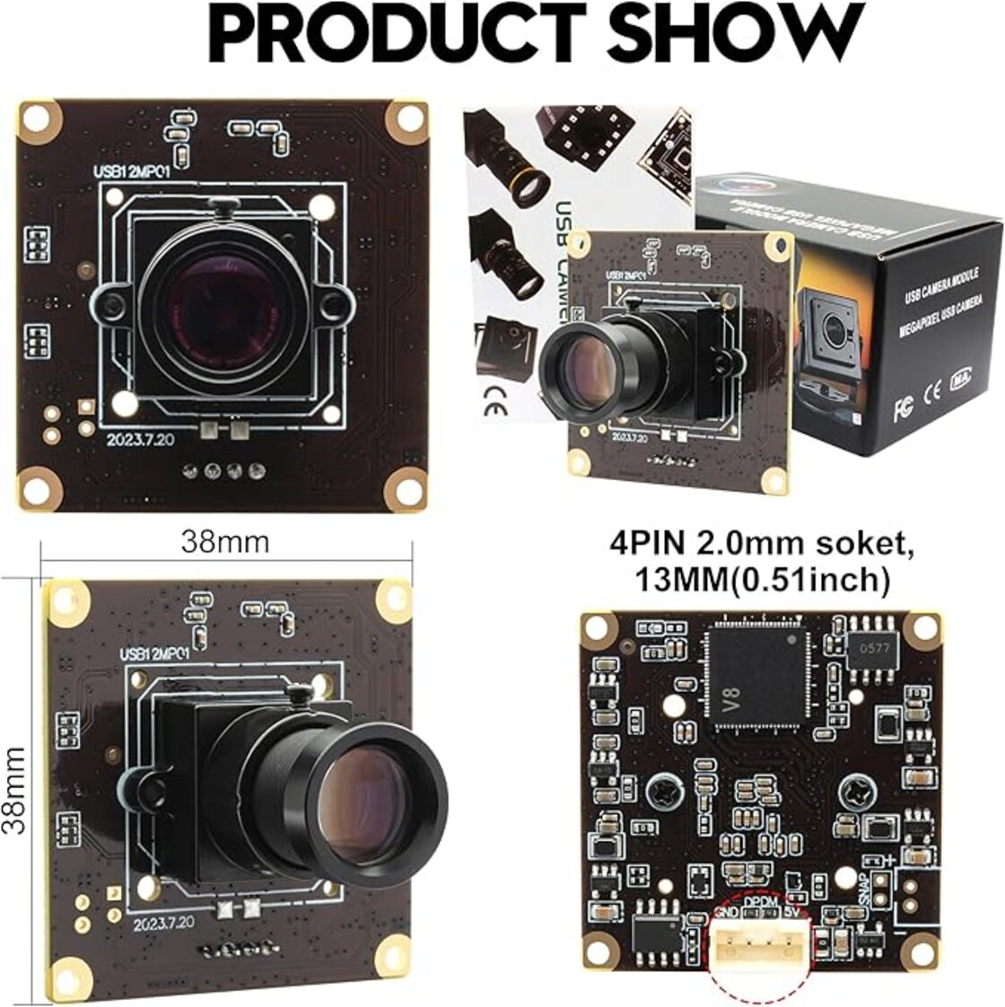ELP 120FPS USB カメラモジュール 12MP 4K 高速ゴルフスイングカメラ、25mm 狭視野角 M12 レンズ付きコンピュータ ...