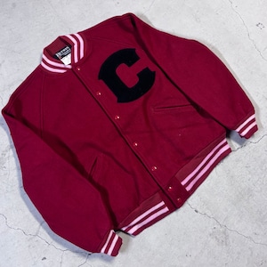 ⊕BUTWIN RED WOOL STADIUM JACKET USA
