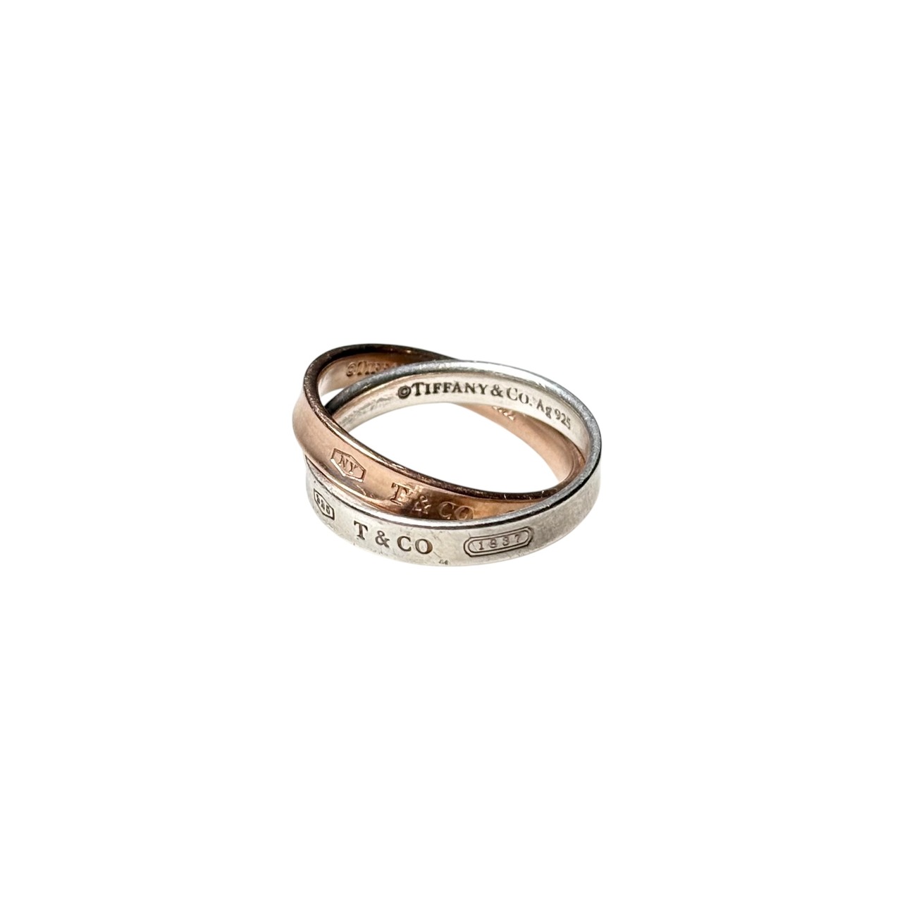 TIFFANY rubedo metal × silver ring “interlocking 1837”