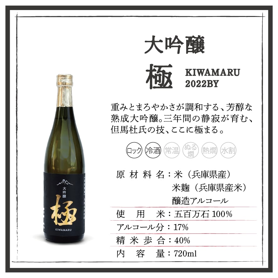 大吟醸 極 2022BY 720ml | 但馬杜氏の酒直販｜文太郎オンラインショップ