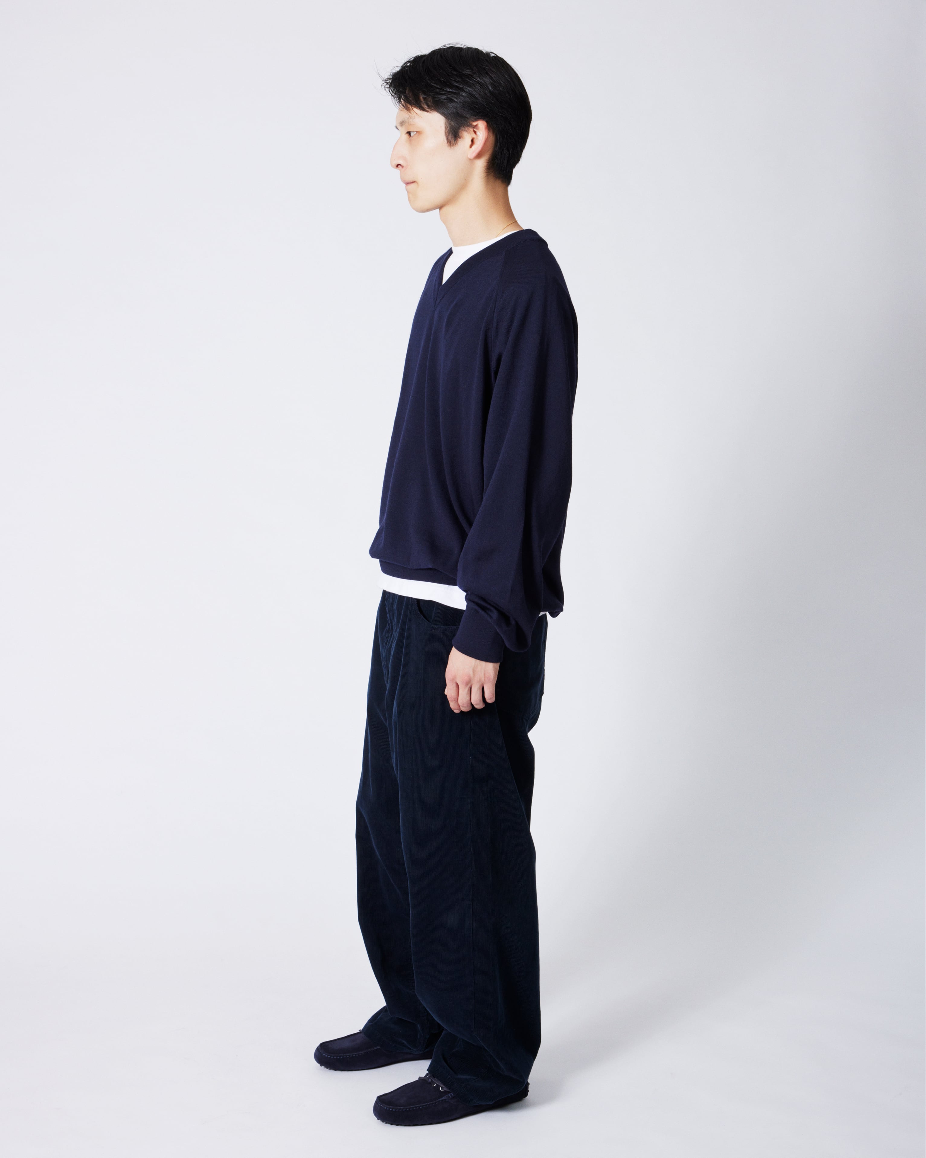 everyone wide straight corduroy trousers (NAVY) | everyone
