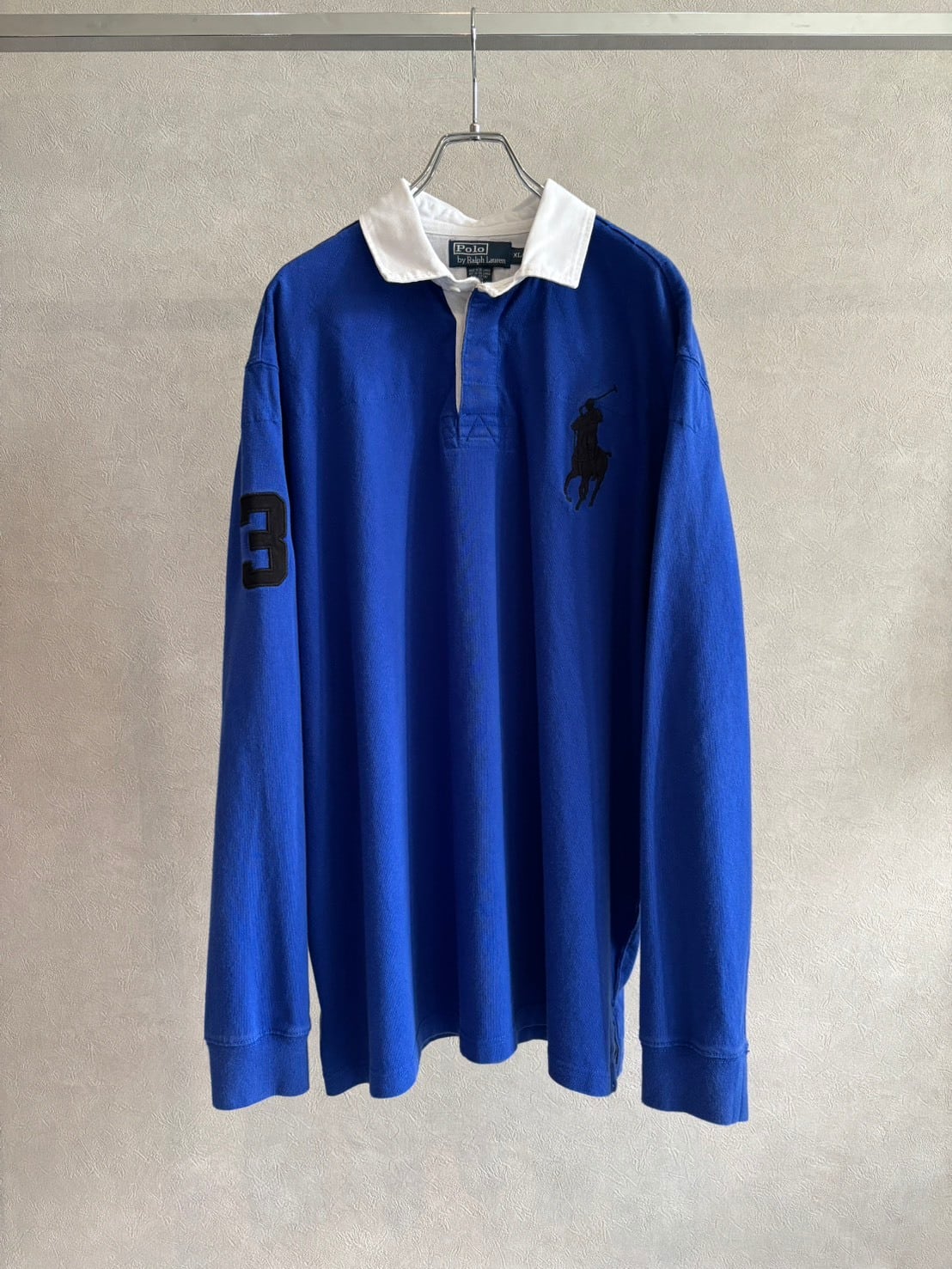 25ss カラーキーパー付き POLO RALPH LAUREN 長袖シャツ 青 2000s Polo Ralph Lauren ビッグポニー ナンバリングラガーシャツ