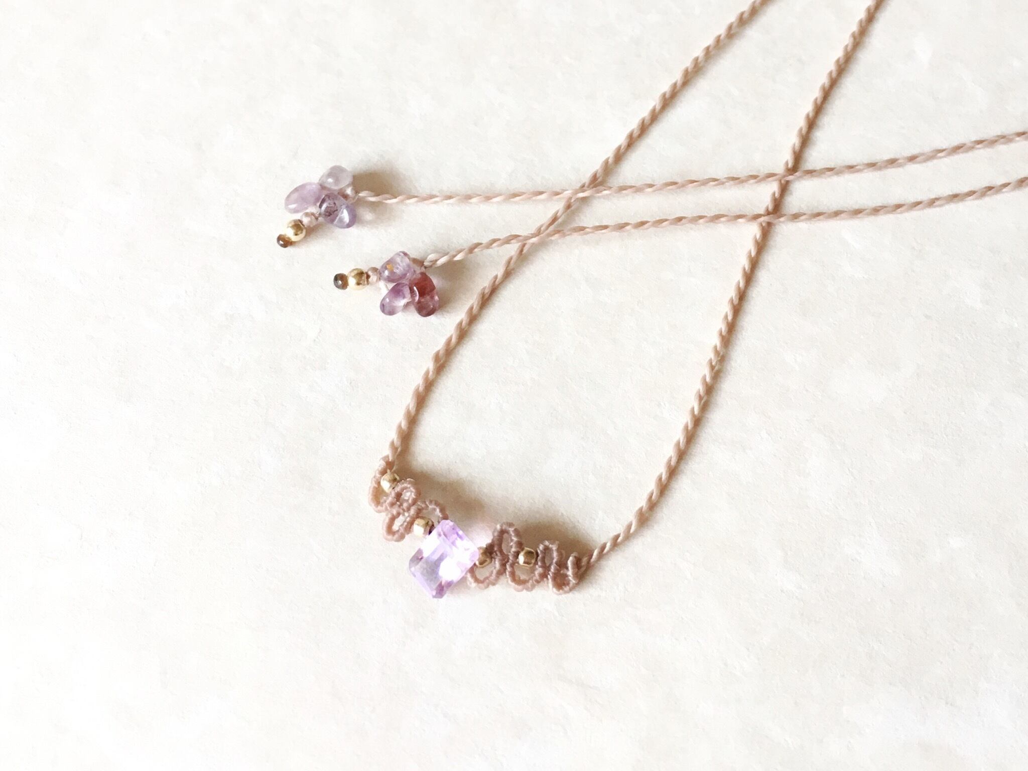 ローズアメシスト macramé necklace