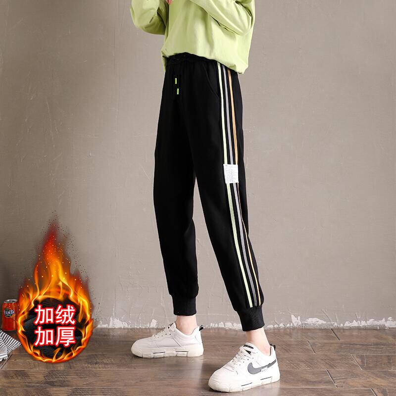 【新作】【送料無料】 女性のフリーススウェットパンツ秋と冬ルーズハーレムパンツ肥厚アウターパンツスリムカジュアルスウェットパンツ 0380464368519