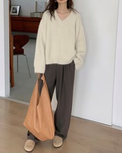 Vneck french loose Sweater T20049